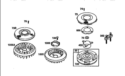 Flywheel Assembly Diagram and Parts List for 287700  Briggs and Stratton Engine